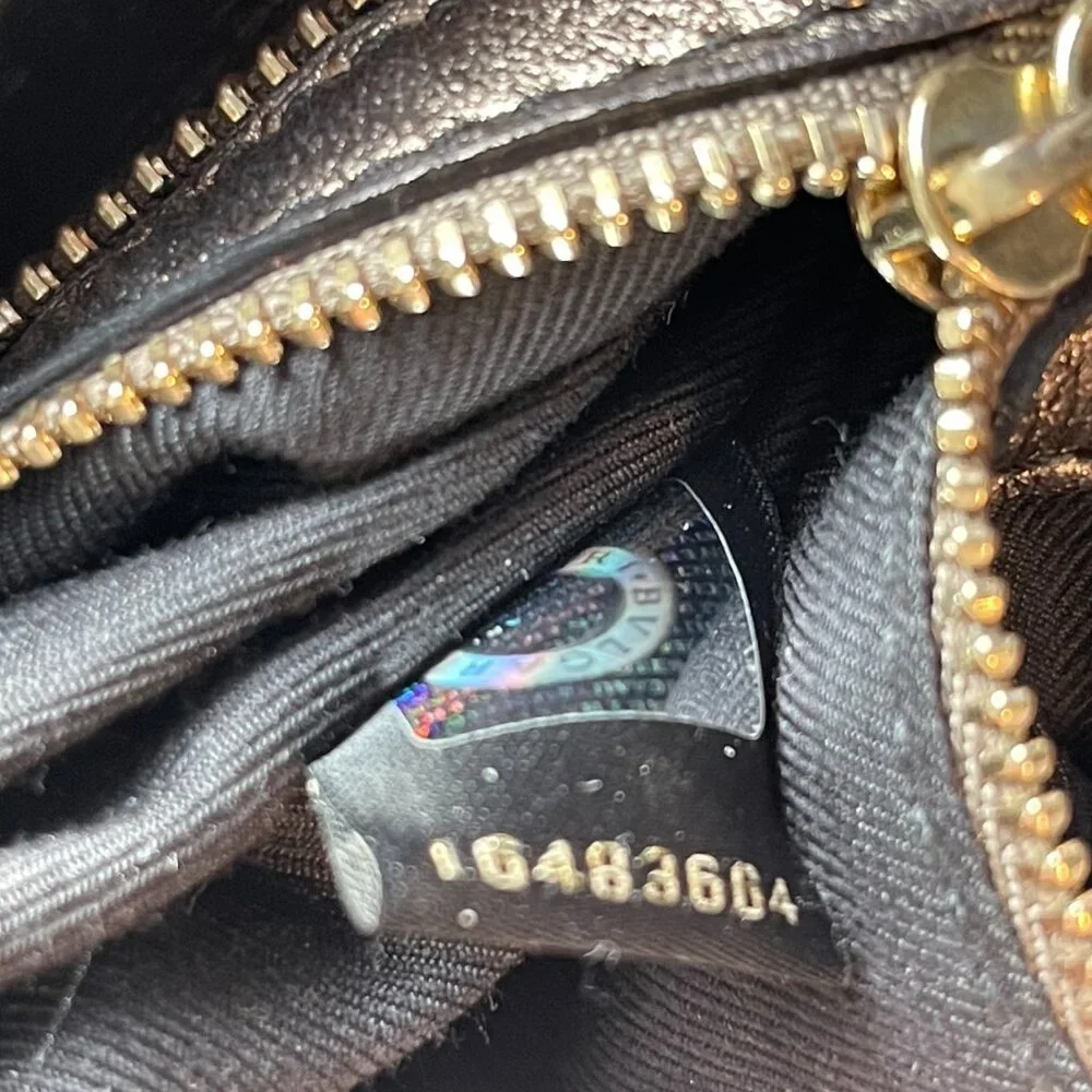 Bvlgari Gunmetal Monte Plisse Leather Shopper Tote - Preowned